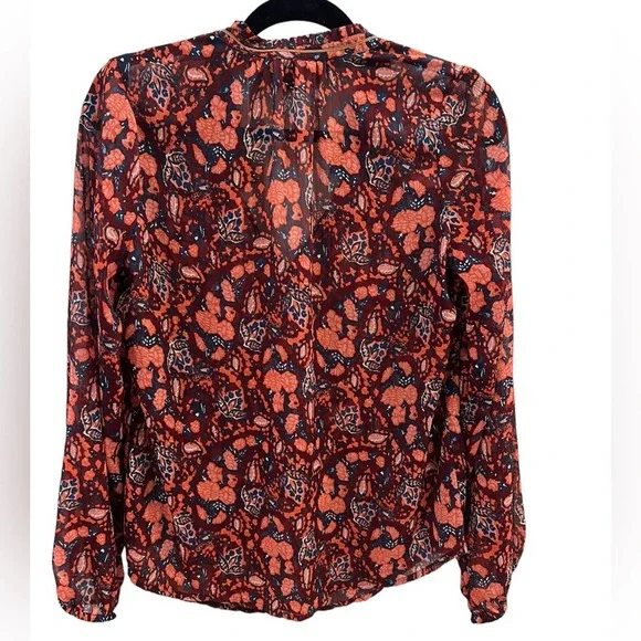 Lucky Brand Boho Sheer Patterned Long-Sleeve Top Size M - Picture 5 of 7